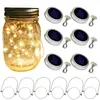 Solar Mason Jar Tampa Lights, 6 Pack 20 Led Cordas da fada da estrela Firefly Frasco Tampas Lights, 6 cabides incluído (Jars não incluído)