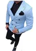 Klassieke dubbele breasted tuxedos bruidegom bruiloft mannen pakken heren bruiloft pakken tuxedo kostuums de pour hommes mannen (jas + broek + tie) w95