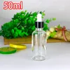 Flacon compte-gouttes en verre transparent de 50ml, flacon compte-gouttes pour huile essentielle, conteneurs cosmétiques vides, 2019 pièces/lot, Stock en vrac, vente en gros, 528