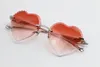 Manlig och kvinnlig metall leopardserie qanther 3524012 Rimless solglasögon vintage fantasifulla glasögon smal blandning långsträckta triangellinser UV4 233i
