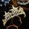 Vintage Wedding Bridal Star Crown Tiara Crystal Rhinestone pannband Silverguld Huvudbonad Huvudbonad Party Prom Korean Hair Ornamen3473815