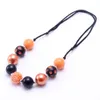 Justerat rep Kid Chunky Halsband Orange Svart Färg Halloween Småbarn Flickor Bubblegum Bead Chunky Halsband Smycken för Barn