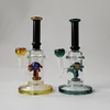 Blue Amber Glass Bong Water Pipe Smoking Pipes with bowl Showerhead Perc Percolator Thick Bong Oil Rigs 14mm Female Joint CS1223