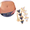 Mini Rostfritt Stål Barbell Zircon Belly Button Navel Ringar Traingle Gold Enkel Body Piercing Smycken (Svart / Vit)