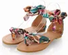 Bonjomarisa 2020 Plus Rozmiar 34-52 Płaskie sandały Kobiety Soft Casual Flower Print Kobiety Sandały Lato Niska Obcasa Buty Plażowe Kobieta