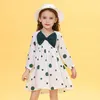 かわいい子供たちの子供の赤ちゃん女の子のデザイナードレス服の子供印刷された弓Polkaドットドット+サンシェード帽子夏の乳児の衣服服