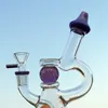 Bong in vetro unici Green Purple Glow In The Dark Ball Narghilè Showhead invertito Percolatore Tubi d'acqua con ciotola Ciambella a fessura Perc 14mm Dab Rigs