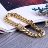 10mm Miami Cuban Link Chain Armband för män bling is ut tungt tjockt guld silverrappare Bangle Hip Hop smycken gåva285w