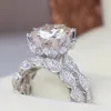 Juego de anillos de boda para mujer Anillo de fiesta femenino de ley 925 con diamante simulado de 3 quilates