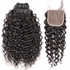 Whole 9a Human Hair Bundles With Closure Straight Body Deep Water Wave Brazilian Virgin Hair 3 Weave Bundles Weft With Lace Cl4196752