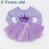 女の子3年の誕生日ドレス2019チャイルドドレス長袖の女の赤ちゃんバテシモピンクプリンセスガールドレスストライプボールガウンドレス6377018