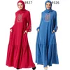 9325 Nouveau Moyen-Orient grande robes femmes de taille brodé robe casual arabe plissée à manches longues musulmane conservatrice voyage Dubaï