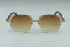 estilo diamantes design T3524018-2 óculos de sol com lentes de micro corte, óculos de templos de chifre de búfalo preto natural, tamanho: 18-140mm