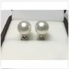 Stud PERFECT Round 7-8 MM WHITE AKOYA PEARLS EARRING 14K YELLOW GOLD