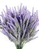 8st Konstgjorda lavendelblommor Bukett Fake Lavendel Plant Bundle Wedding Home Decor Garden Patio Dekoration