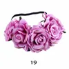 10 pcs MOQ Colorido Rose Flor Headbands Headband Do Cabelo Do Cabelo Guirlanda Acessórios Floral Crown Hairband com Elastic Rubber Band