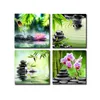 Unframed 4 panele Pink Orchid Zen Yoga Picture Canvas No Oprawione Druku Malarstwo Grafika Wall Art HD Drint Home Decoration