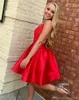 Sexy Cheap Simple Red Short Cocktail Dresses Deep V Neck Above Knee Length Formal Prom Dress Party Gowns Evening Gowns Graduation Dress