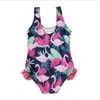 Kids Swimsuits Swan Baby Girls Swimwear One Piece Ruffled Kids Swim Clothes Bikini Summer Fashion Swimming Costumes 50pcs DHW2504