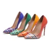 Rontic Neue Damen-Pumps, sexy Stiletto-Absatz-Pumps, schöne spitze Zehenstreifen, wunderschöne 4 Farben, tägliche Schuhe für Damen, Plus, US-Größe 3–13