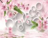 3d Modern Wallpaper White Circle Pink Flower Lake Surface Home Decor Living Room Bedroom Wallcovering HD Wallpaper