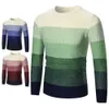 Hommes couleur pull coupe ajustée tricoté col rond chaud pulls automne hiver chaud pulls hauts XIN-Shipping