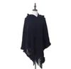 Gland Poncho Solide Frangé À Capuche Châle Vintage Hiver Cape Écharpe De Mode Wraps Cardigan Manteau Manteau Pull Filles Tricot Foulards C6863