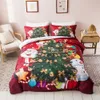 Classic Merry Christmas Tree Pattern 3Pcs/Set Printing bedding Sets Soft 100% Cotton Bed Winter Comfortable Quilt Bedding Outlet