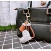 Amor creativo Llaveros Pareja Bolsa Llavero Borla Colgante Muñeca Llavero de cuero para mujer Joyería de moda Llavero de corazón de cristal 20190122