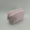 500 pièces femmes rayé seersucker rectangles rabat fermeture éclair sacs à cosmétiques 4 couleurs cadeau pour voyage
