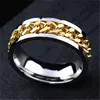 Hele 50 stks spinner ketting roestvrij stalen ringen heren zilver goud zwart mode-sieraden band ring gloednieuwe drop 233 m