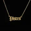 Personalized Gold Letter Zodiac Necklace Constellation Necklaces Custom Stainless Steel Old English Necklace Birthday Jewelry Gifts