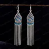 Boucles d'oreilles indiennes à longue chaîne pour femmes, bijoux tibétains, style bohémien, perles goutte d'eau, Jhumka, Oorbellen