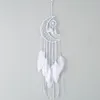 White Dream Catcher Fashion Pendants Half Moon Shape Dreamcatchers for Kids Room Wall Hanging Decoration Handmade Feather Wedding Craft Gift 122572