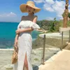 Women Maxi White Off Shoulder Lace Dress Summer 2021 Runway Elegant Korean Party Wrap Long Vintage Beach Vacation Dresses1