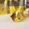 Saco de folha de alumínio de pé dourado com janela transparente bolsa de plástico com fecho reutilizável Bolsa de armazenamento de alimentos LX2721