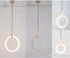 Contemporary Wood LED Chandelier Lighting Acrylic Rings Led Droplighs Stair Lighting 3/5/6/7/10 Rings Indoor Lighting Fixture