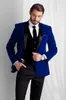 Przystojny Velveteen Groomsmen Szal Lapel Groom Tuxedos Men Garnitury Ślub / Prom / Kolacja Best Man Blazer (kurtka + spodnie + krawat + kamizelka) 118