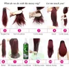 Parrucca lunga alla moda per capelli rosso vino, ombre sintetiche da nero a bordeaux, resistenti al calore, parrucche anteriori in pizzo per donne nere, 24 pollici