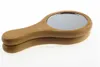 free Natural Wood Mirror Wooden Hand Mirror Vintage Portable Compact Makeup Hand Held Mirror Wedding Party Favor Gift