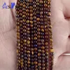 Naturlig gul tiger Eye Stone Round Shape Pärlor för smycken Making 3mm Spacer Loose Pärlor DIY Handgjorda Armband Smycken 15 "