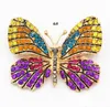 Mix colorido strass borboleta broches moda jóias liga esmaltado ouro animais broche pin vestidos acessórios atacado