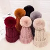 Beanie Hat со съемной Симпатичные Бал Открытый Зимний Трикотажные шапки Женщины Девушки Эластичная Свободный размер 6 цветов Зимние теплые VT0514