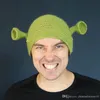 Shrek Funny Men Hat Knit Green Monster Skullies Hat With Ears Halloween Gift Hat Winter Novelty Beanie Skullies For Women Mens