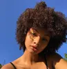 Top Kwaliteit Mooie Afro Korte Kinky Krullend Pruiken Afro-Amerikaanse Kapsels Braziliaanse Haar Simulatie Menselijk Haar Krullend Pruiken voor Dame