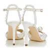 Новая летняя жемчужина Peep Toe 10 см. Свадебные обувь на высоких складах дизайнер бренд белый сексуальный свадебной платье сандалии ломбала размер 35418950910