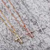 Hip hop 925 silver cross Zircon Pendant Necklace Gold Color Iced Out color Pendant Diamond gold silvery Bling Bling Necklace269u