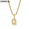 A-Z Custom Name Small Letters Pendant Necklaces Charm For Men Women Gold Silver Cubic Zircon Hip Hop Jewelry Cuban chain