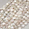 Envío Gratis, gargantilla de perlas barrocas inusuales cultivadas, collar llamativo, moneda redonda de Color blanco, forma plana, hebras de perlas naturales de agua dulce