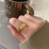 Mode Punk Guldfärg Metalljusterbar Ring för Kvinnor Studenter Mid Finger Knuckle Ringar Party Smycken Gåvor